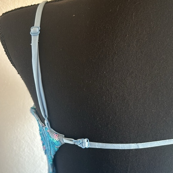 Blue Sequin Mini Dress Backless Size Medium - Picture 5 of 8